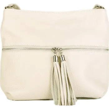Kabelka ITALSKÉ Dámské levné smetanové kožené kabelky Izabela