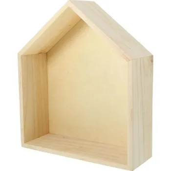 Knihovna IMIKEYA 1 kus dřevěná dekorace domečku, nástěnná police, trpasličí domeček, rustikální police na