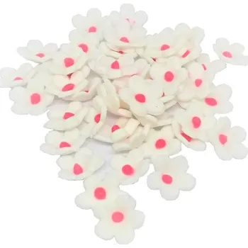 Jedlá dekorace na dort Cukrové zdobení Květ jabloň bílý a růžový střed 50 ks