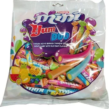 Bonbon MINI YUM ovocné karamely tyčky DUO 700g - plněné FRUIT MIX (ovocné karamely - tyčky 8 cm / balení cca 100 ks)