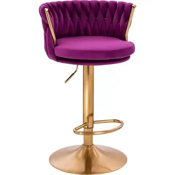 Barová židle LuxuryForm DESIGN Barová židle LYON VELUR na zlatém talíři - fuchsie