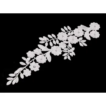 Krajková aplikace / vsadka 9x30 cm Off White 2 ks