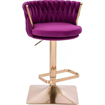 Barová židle LuxuryForm DESIGN Barová židle LYON VELUR na zlaté hranaté podstavě - fuchsie