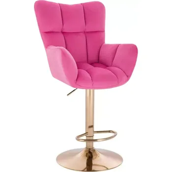 Barová židle LuxuryForm DESIGN Barové křeslo AURORA VELUR na zlatém talíři - tmavě růžové