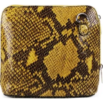 ITALSKÉ Kožené kabelky crossbody žlutá s černou Milana