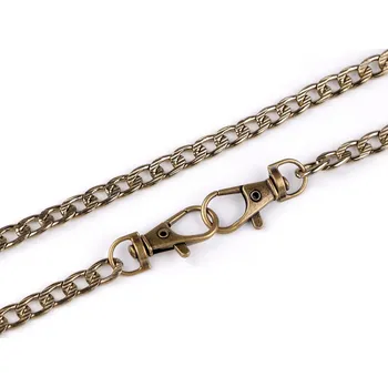 Řetízek na kabelky s reliéfem, s karabinou délka 120 cm staromosaz 1 ks