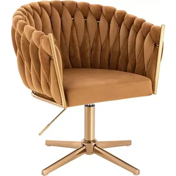 LuxuryForm DESIGN Židle NORDEN VELUR na zlatém kříži - medová