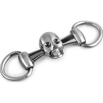 Kovová spona / ozdoba lebka pro motorkáře 22x76 mm kartáčovaný nikl 1 ks