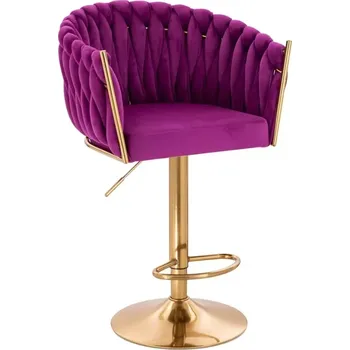 Jídelní židle LuxuryForm DESIGN Barová židle NORDEN VELUR na zlatém talíři - fuchsie