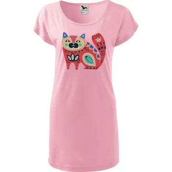 Dámské šaty DOBRÝ TRIKO Dámské tričko/šaty Kočka z květin Velikost: XS, Barva: Růžová