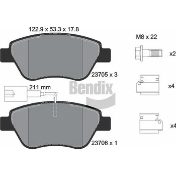 Brzdová destička Sada brzdových destiček, kotoučová brzda BENDIX Braking BPD1028