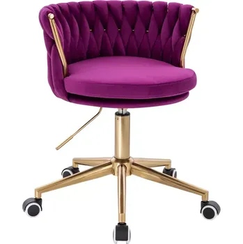 LuxuryForm DESIGN Kosmetická židle LYON VELUR na zlaté podstavě s kolečky - fuchsie