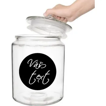 Dóza na potraviny Označto Nálepka/štítek styl romantik - Váš text na přání Barva písma: Bílé na černém