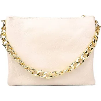 Kabelka ITALSKÉ Dámské béžové střední kožené kabelky crossbody Petra