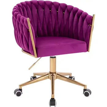 LuxuryForm DESIGN Kosmetická židle NORDEN VELUR na zlaté podstavě s kolečky - fuchsie