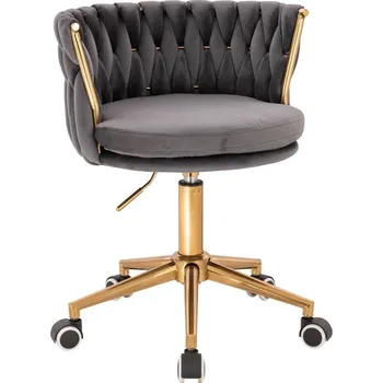 LuxuryForm DESIGN Židle LYON VELUR na zlaté podstavě s kolečky - tmavě šedá