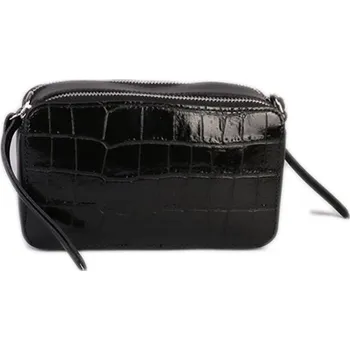 Kabelka ITALSKÉ Černé malé lakované kožené kabelky Lunika