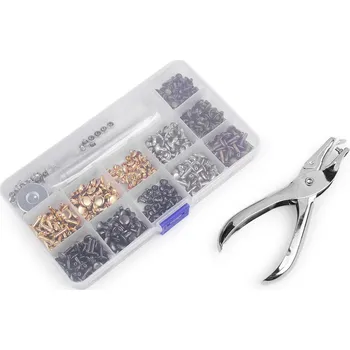 Nýt Sada dutých nýtů / kleště / razič v boxu viz foto 1 sada