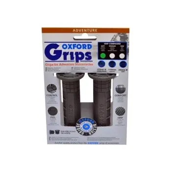Sport gripy Adventure, OXFORD (tmavě šedá guma, tvrdost gumy medium, na řídítka s průměrem 22 mm, pár)