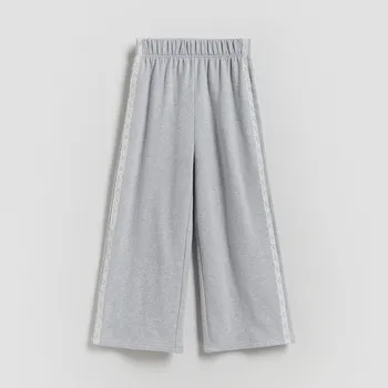 Dívčí kalhoty Reserved - Tepláky s postranními pruhy - světle šedá - 960FF-09M - 960FF-09M-158