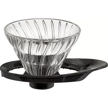 Dripper Hario Dripper V60-01 skleněný (VDGR-01B), čirá/černá (Skleněný dripper Hario VDGR-01B, na 2 šálky)
