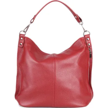 Kabelka ITALSKÉ Dámské tmavé červené kožené kabelky crossbody velké Ludmila