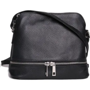 Kabelka ITALSKÉ Dámské klasické malé černé kožené kabelky Gabita