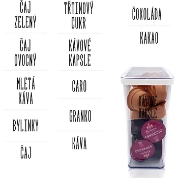 Samolepící etiketa Označto Sada 12ks štítků - Nápoje - SLIM Barva písma: Bílá