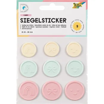 samolepka Folia Samolepka s voskovou pečetí - cukrovinky (9 ks, Ø 25 - 33 mm)