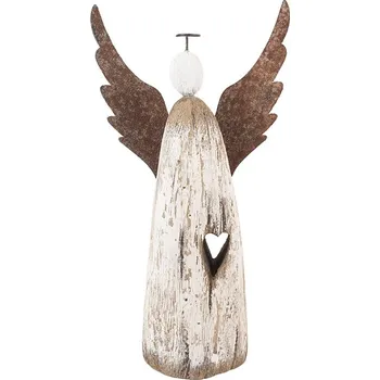 Bytová dekorace Dekorace dřevěná figurka anděl se srdíčkem Angel Rustic L - 14*5*26 cm
