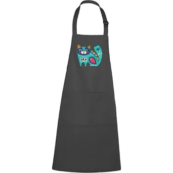 Kuchyňská zástěra DOBRÝ TRIKO Zástěra s potiskem Kočka z květin Barva: Antracitová