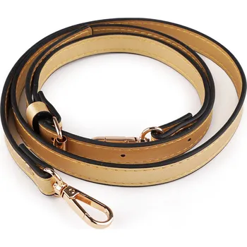 Koženkový popruh / ucho na kabelku s karabinami šíře 1,5 cm zlatá sv. 1 ks