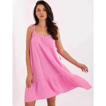 Dámské šaty Růžové mušelínové šaty na léto OCH BELLA