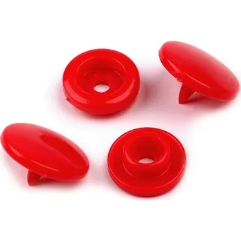 Plastové patentky / stiskací knoflíky vel. 18" červená 50 sada