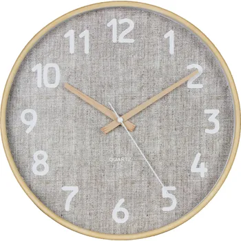 Hodiny Nástěnné hodiny CANVAS béžová Ø 30 cm Mybesthome Hodiny mají vteřinovou ručičku
