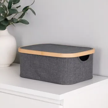 Sada nádobí House Nordic úložný koš NOTO-TO (bambus a textil, šedý)