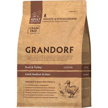 Krmivo pro psa Grandorf granule pro psy Adult Medium & Maxi - Kachna a krocan GF 1kg