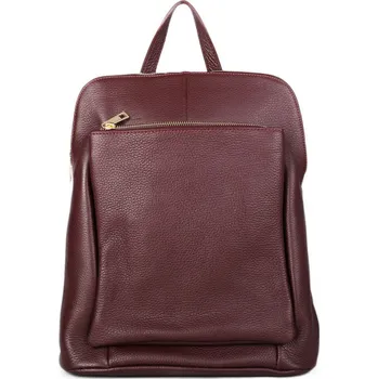Kabelka ITALSKÉ Kožená batoh Navaro burgunský 2v1