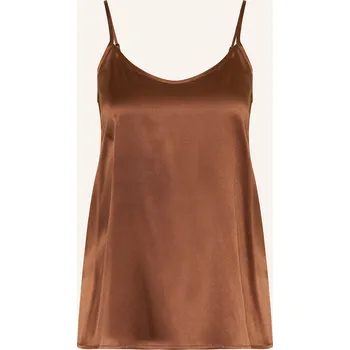 Dámské tričko Darling Harbour Dámský Pyžamový Top Z Hedvábí, tmavě hnědá, 38