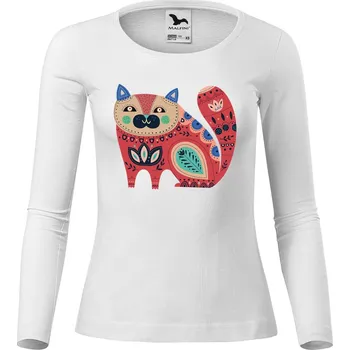 Dámské tričko DOBRÝ TRIKO Dámské bavlněné triko Kočka z květin Velikost: 3XL, Barva: Bílá