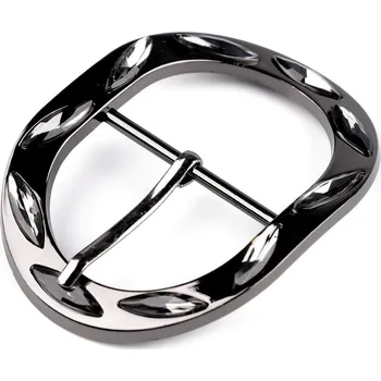 Designová kovová spona / přezka s broušenými kamínky na opasky, průvlek 36 mm nikl černý 2 ks