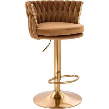 Barová židle LuxuryForm DESIGN Barová židle LYON VELUR na zlatém talíři - medová