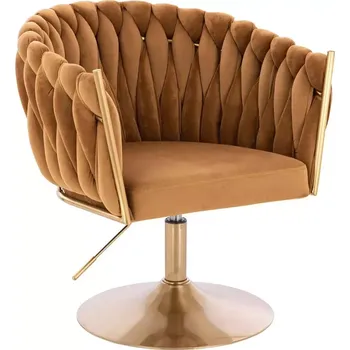 LuxuryForm DESIGN Kosmetická židle NORDEN VELUR na zlatém talíři - medová