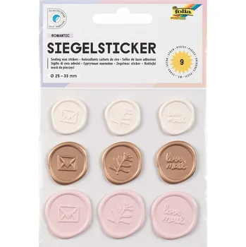 samolepka Folia Samolepka s voskovou pečetí - romantika (9 ks, Ø 25 - 33 mm)