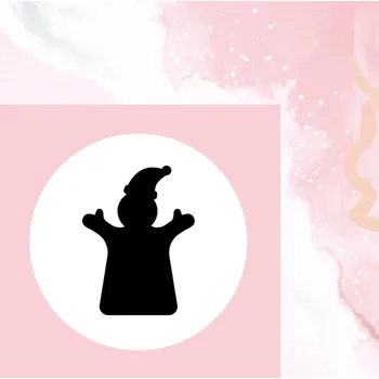 Dóza na potraviny Označto Štítek, nálepka do dětského pokoje, černá na bílém podkladu - Divadlo, maňásci