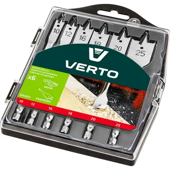Vrtačka Verto Lopatkové vrtáky do dřeva, 10, 12, 16, 18, 20, 25 mm, sada 6 ks 60H804