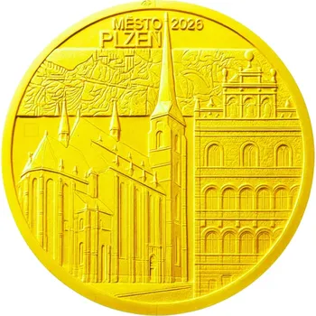 Česká mincovna a.s. - Zlatá investiční mince Městská památková rezervace Plzeň 5000 Kč PROOF 2026 - 1/2 oz