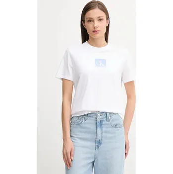 Dámské tričko Bavlněné tričko Calvin Klein Jeans dámské, bílá barva, LV047C864G 00X, vel. XS