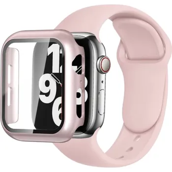 Příslušenství k chytrým hodinkám Řemínek + ochranné pouzdro s tvrzeným sklem pro Apple Watch S10 / S11 46mm Barva: Růžově zlatá