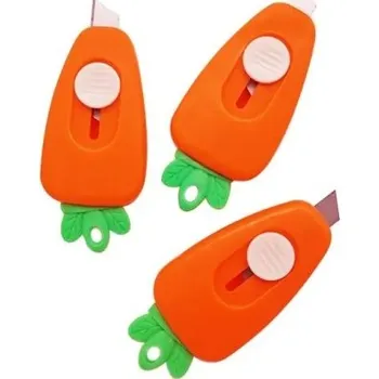 Multifunkční nůž Sada 3 mini řezacích nožů Mrkev Roztomilé nože na dopisy a balíky Kancelářské a školní řezáky Kawaii nůžky na papír a obaly